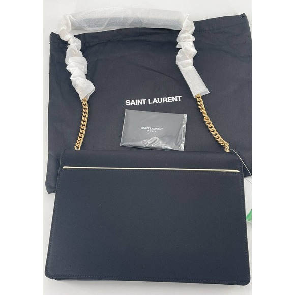 NEW! Saint Laurent YSL Black Chain Envelope Shoulder Bag Purse Authentic - Picture 7 of 15